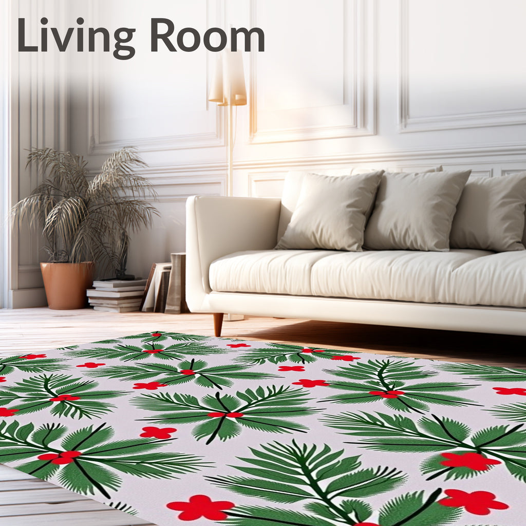 Green Festive Holly Berry Rug