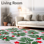 Green Festive Holly Berry Rug