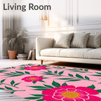 Pink Floral Foliage Bloom Rug