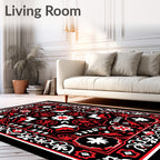 Bold Red White Animal Medallion Rug