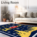 Golden Sleigh Ride Festive Christmas Rug