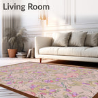Vintage Pink Floral Botanical Garden Rug