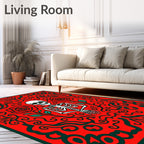 Crimson Skeleton Rose Swirls Rug