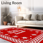 Red Snowflakes Bordered Graphic Rug
