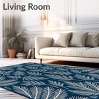 White Pine Needle Foliage Navy Rug