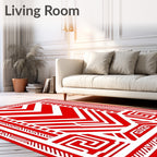 Bold Red Geometric Chevron Tribal Rug