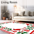 Red Cardinal Holly Gift Holiday Border Rug