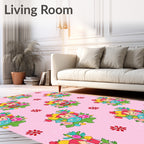 Whimsical Pink Cartoon Monster Garden Rug