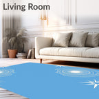 White Swirl Starburst Blue Rug
