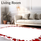 Crimson Hearts Swirl Border Rug