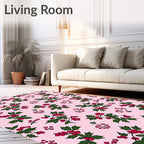 Festive Pink Holly Berry Sprigs Rug