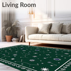 Deep Green Constellation Starburst Rug