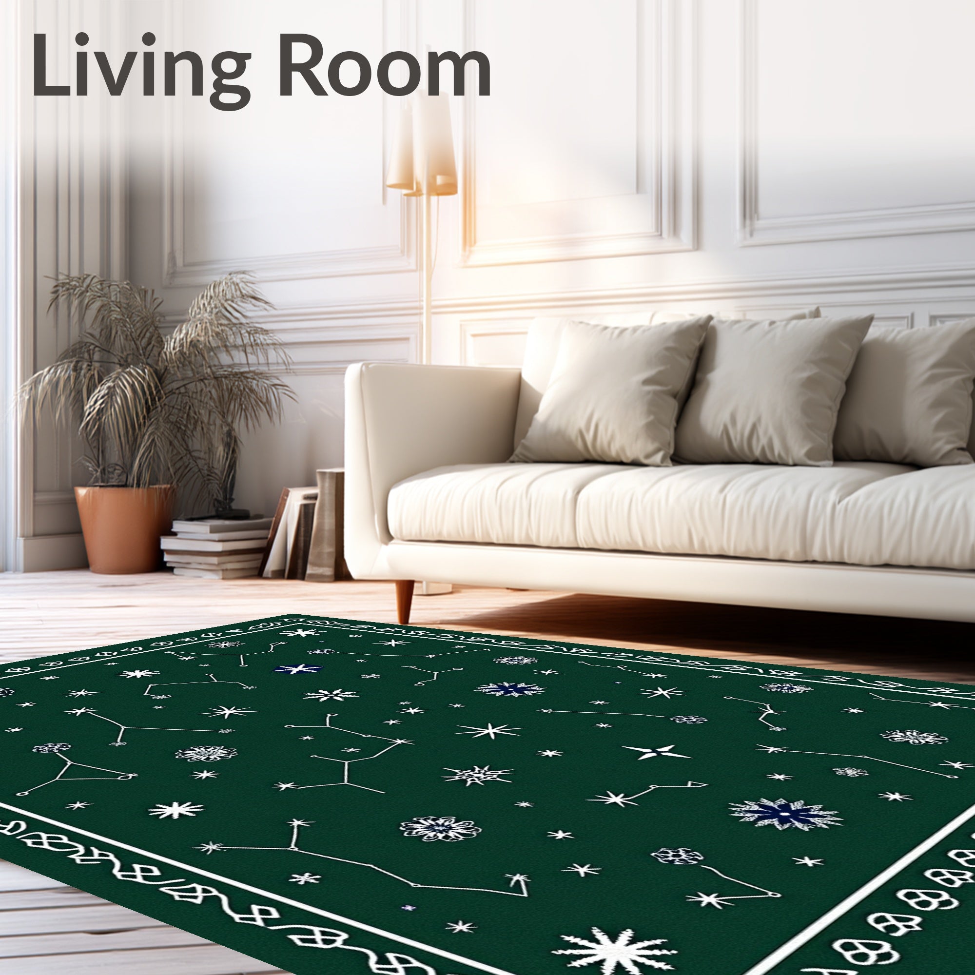 Deep Green Constellation Starburst Rug