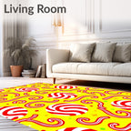 Whimsical Red Swirl Candy Stripes Rug