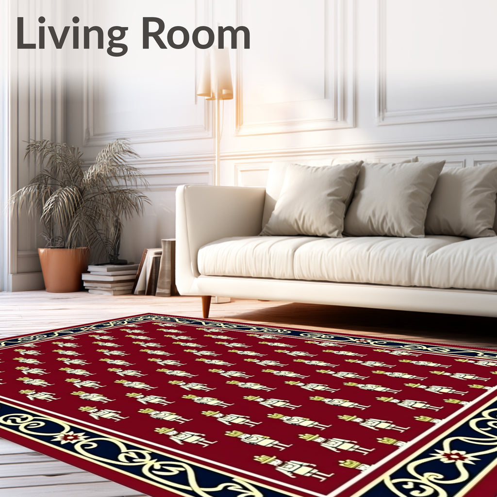 Crimson Regal Soldier Repeating Border Rug