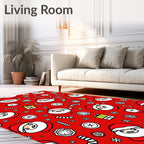 Cute Santa Claus Snowflake Candy Cane Christmas Rug