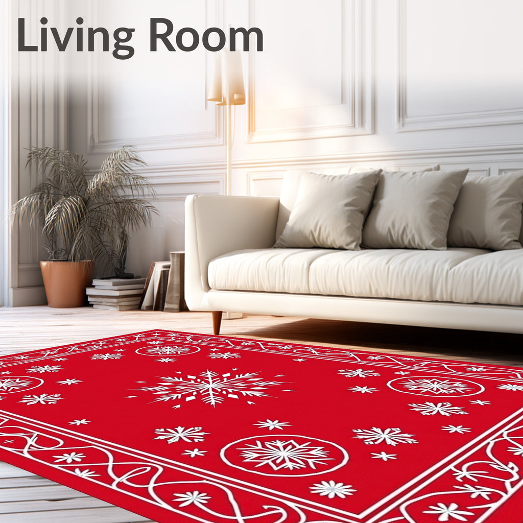 Crimson Winter Snowflakes Scatter Rug