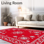 Crimson Winter Snowflakes Scatter Rug