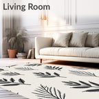 Black Branch On Cream Background Rug