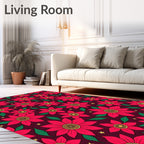 Crimson Floral Star Background Rug