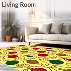 Christmas Ornaments Swirling Vine Yellow Rug