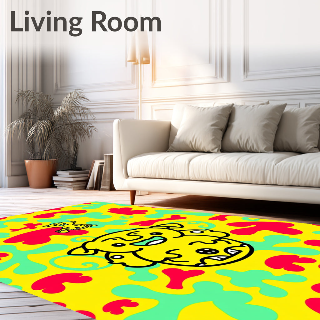 Playful Yellow Creature Blob Art Rug