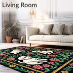 Whimsical Puppy Floral Garden Rug