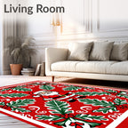 Jolly Red Santa Holly Garland Rug