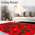 Crimson Red Floral Poinsettia Garden Rug