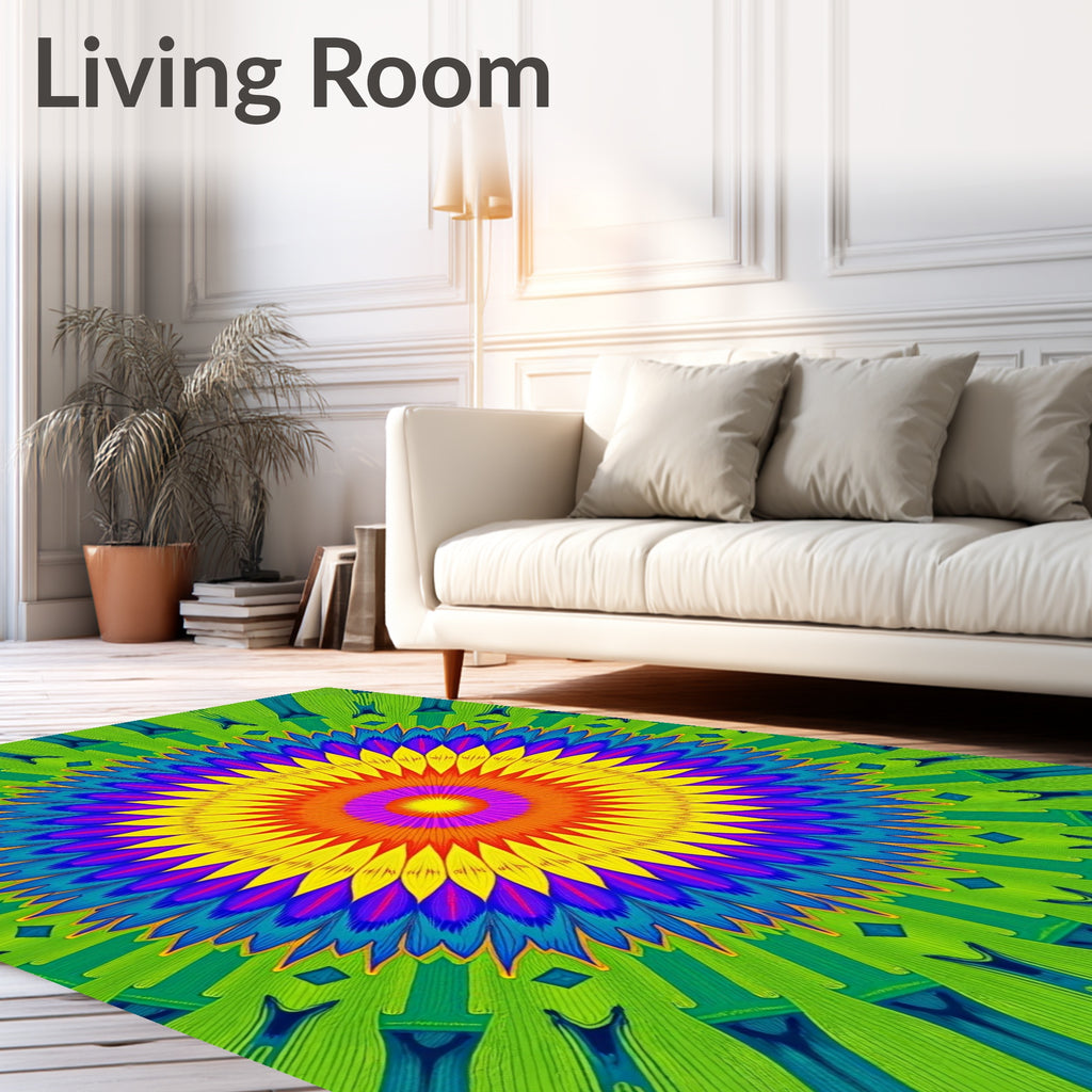 Radiant Vibrant Kaleidoscope Mandala Rug