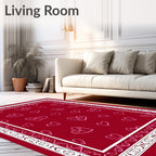 Crimson Hearts Whimsical Border Rug