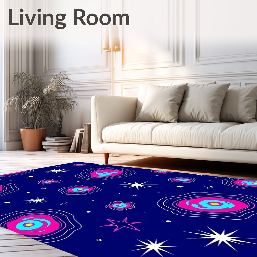 Cosmic Pink Galaxy Swirl Rug