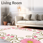 Pink Blossom Vine Bird Border Rug