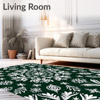 White Leafy Mandala Medallion Emerald Rug