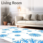 Winter Blue Snowflake Garland Collection Rug