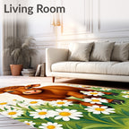Brown Calf Among White Daisies Rug