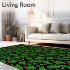 Christmas Holly Berries Repeating Pattern Rug