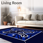 Cosmic Cat Blue Waves Starry Night Rug