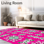 Pink Emerald Snowflake Medallion Rug
