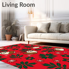 Festive Red Bear and Holly Garland Rug