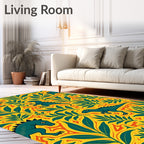 Yellow Green Dinosaur Floral Arrangement Rug