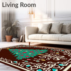 Festive Green Christmas Tree Ornaments Rug