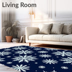 Winter White Snowflake Navy Scatter Rug