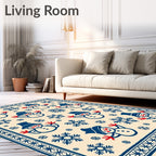Happy Snowmen and Snowflakes Cream Rug