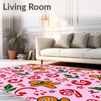 Pink Gingerbread Christmas Cookie Swirl Rug