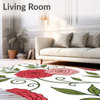 Coral Pink Rose Garden Botanical Rug