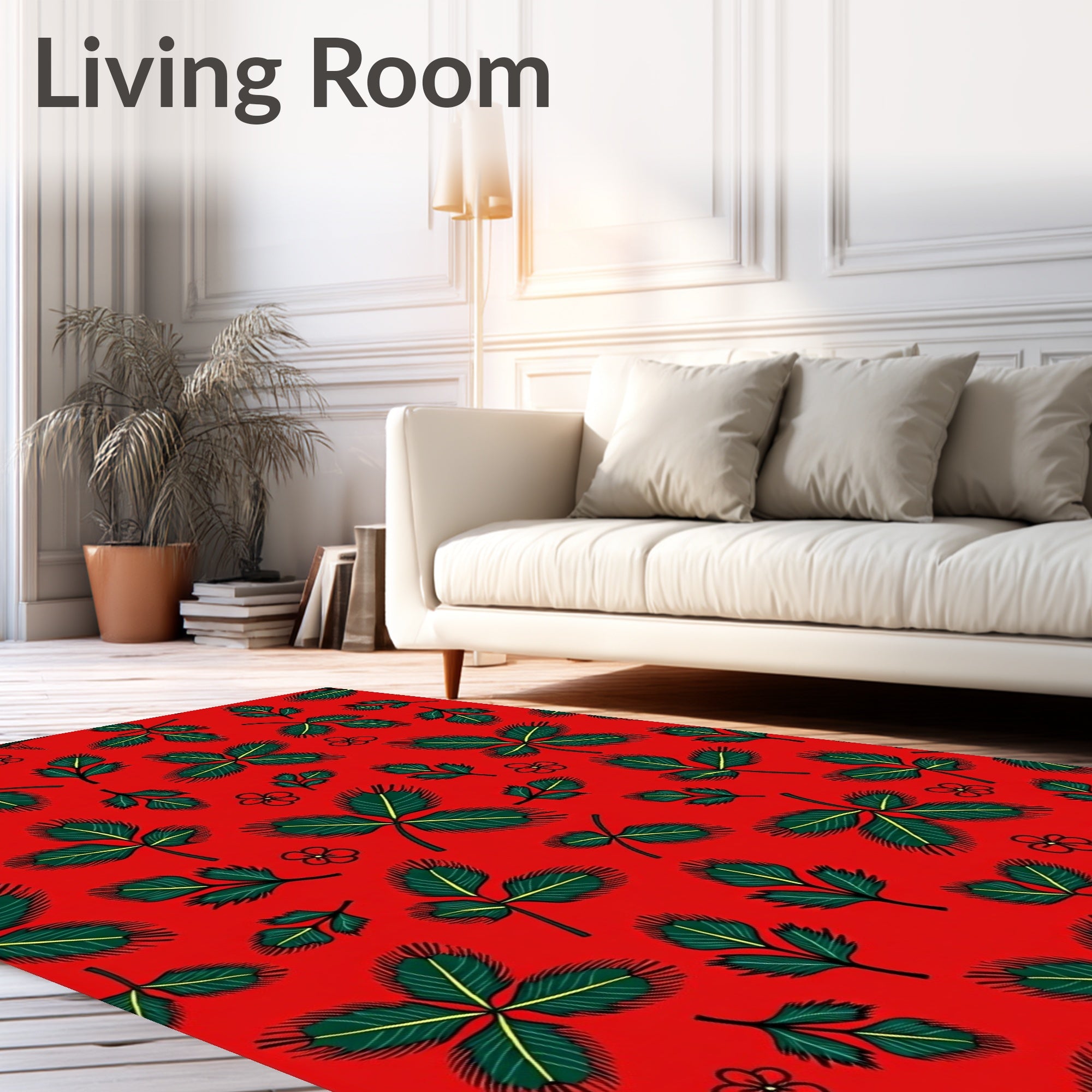 Green Leafy Clover Blossom Rug