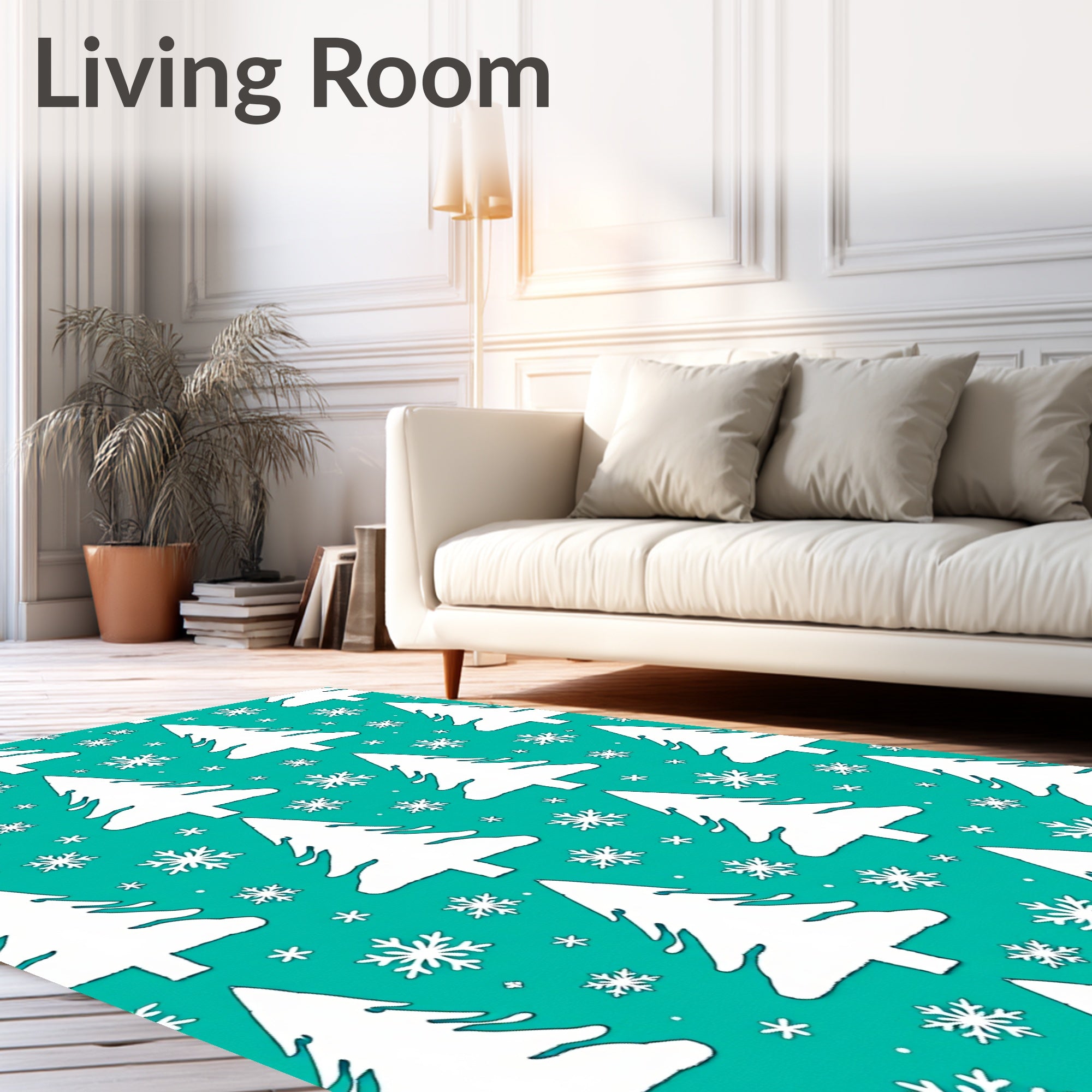 White Christmas Trees And Snowflakes Rug