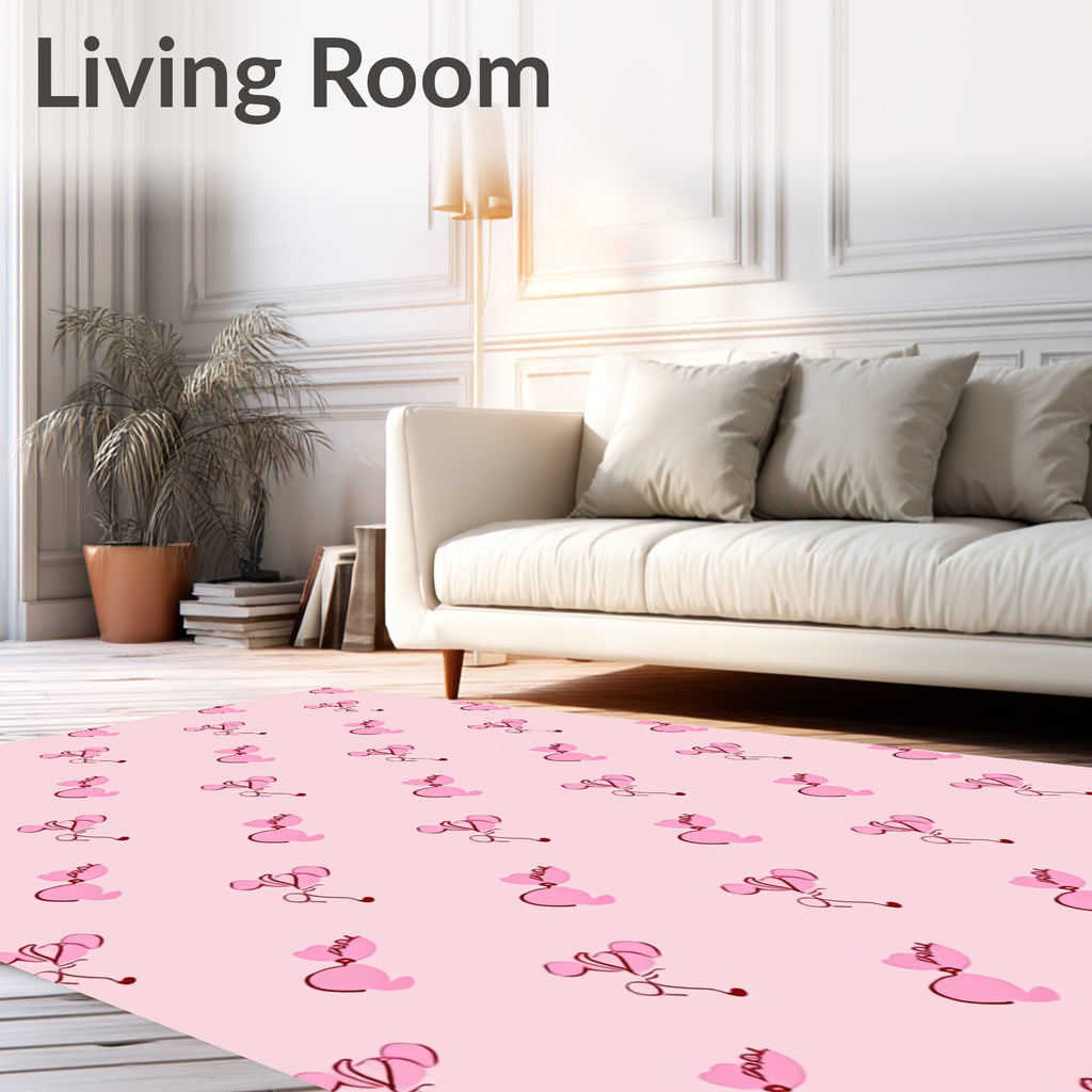Pink Balloon Heart Line Art Rug