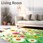 Colorful Fluttering Butterflies Garden Meadow Rug